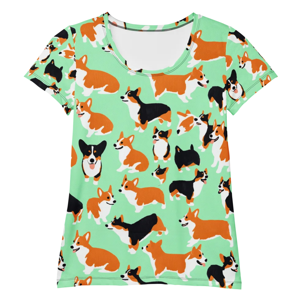 Minted Corgis on Women's Athletic T-Shirt — Front