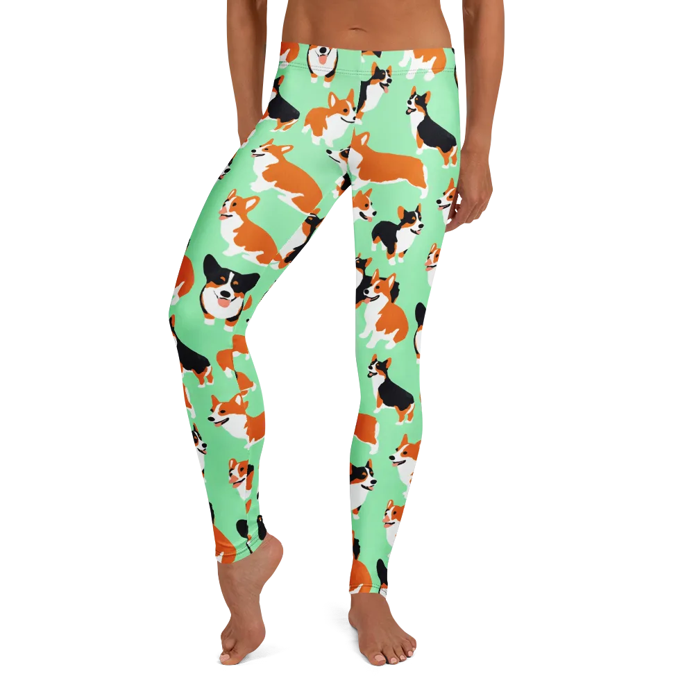 Minted Corgis on Leggings — Front