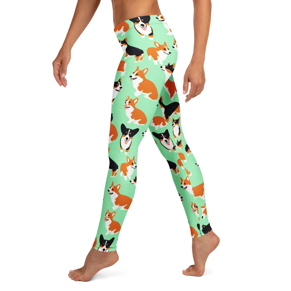 Minted Corgis on Leggings — Left