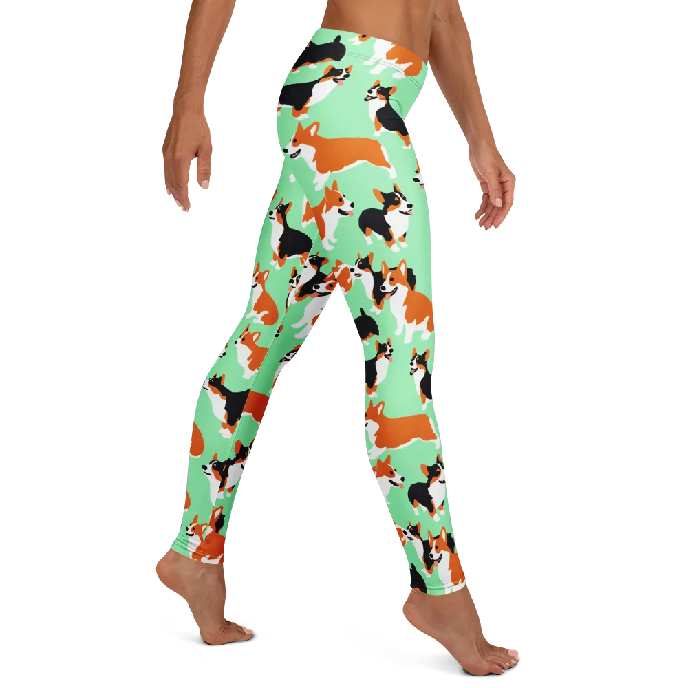 Minted Corgis on Leggings — Right