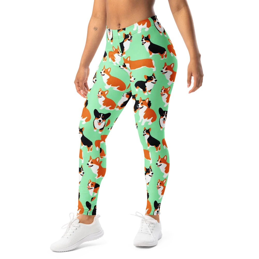 Minted Corgis on Leggings — Left Front