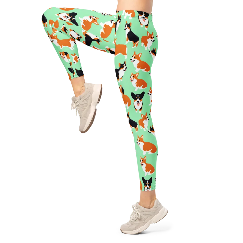 Minted Corgis on Leggings — Left
