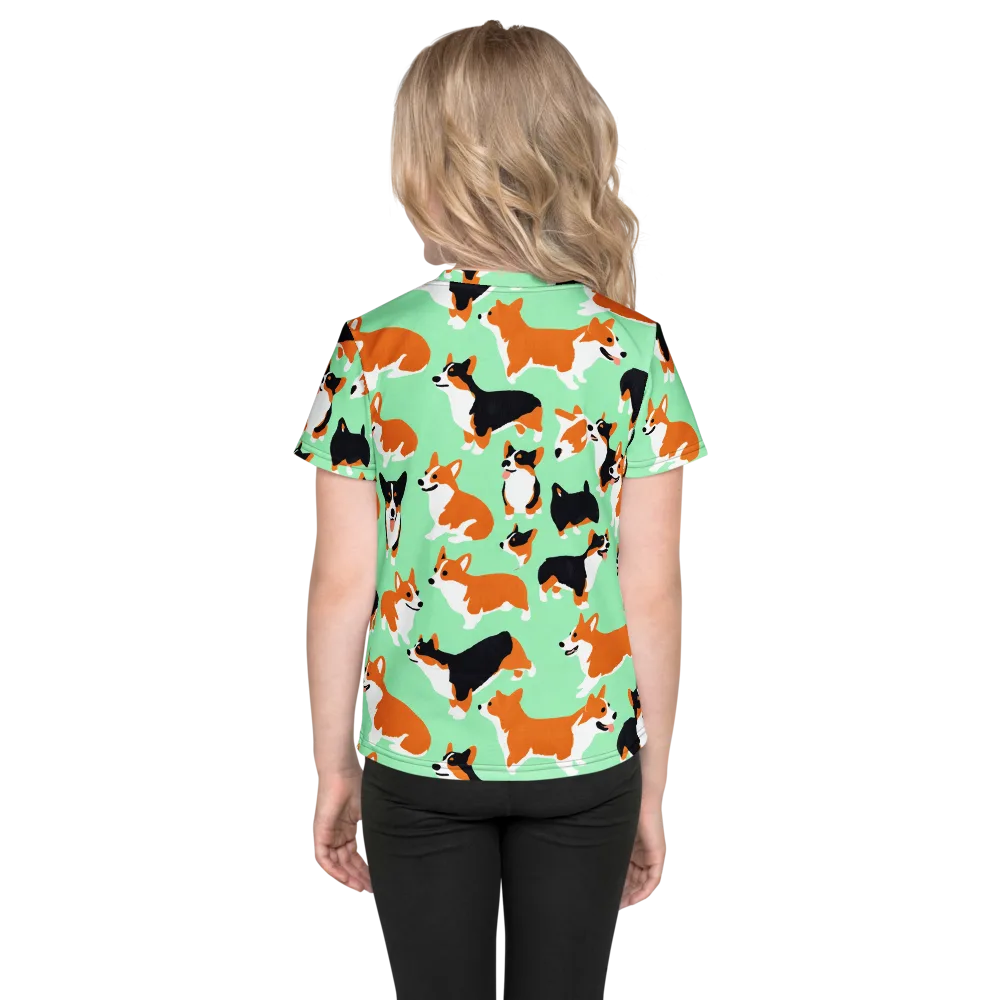 Minted Corgis on Kids Crew Neck T-Shirt — Back