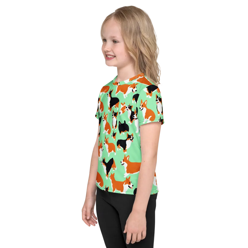 Minted Corgis on Kids Crew Neck T-Shirt — Left