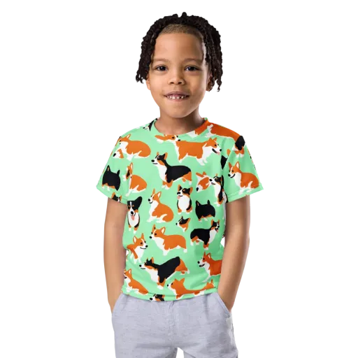 Minted Corgis on a Kids Crew Neck T-Shirt