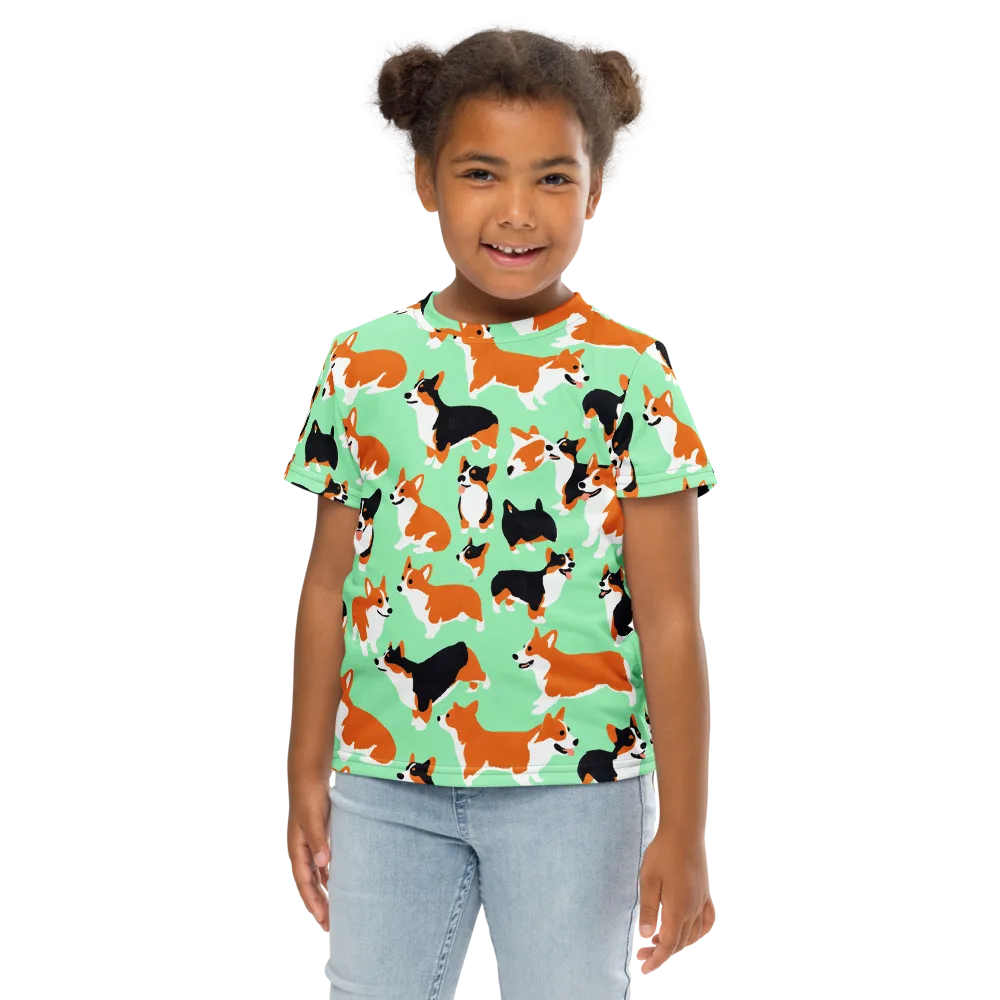 Minted Corgis on Kids Crew Neck T-Shirt — Front
