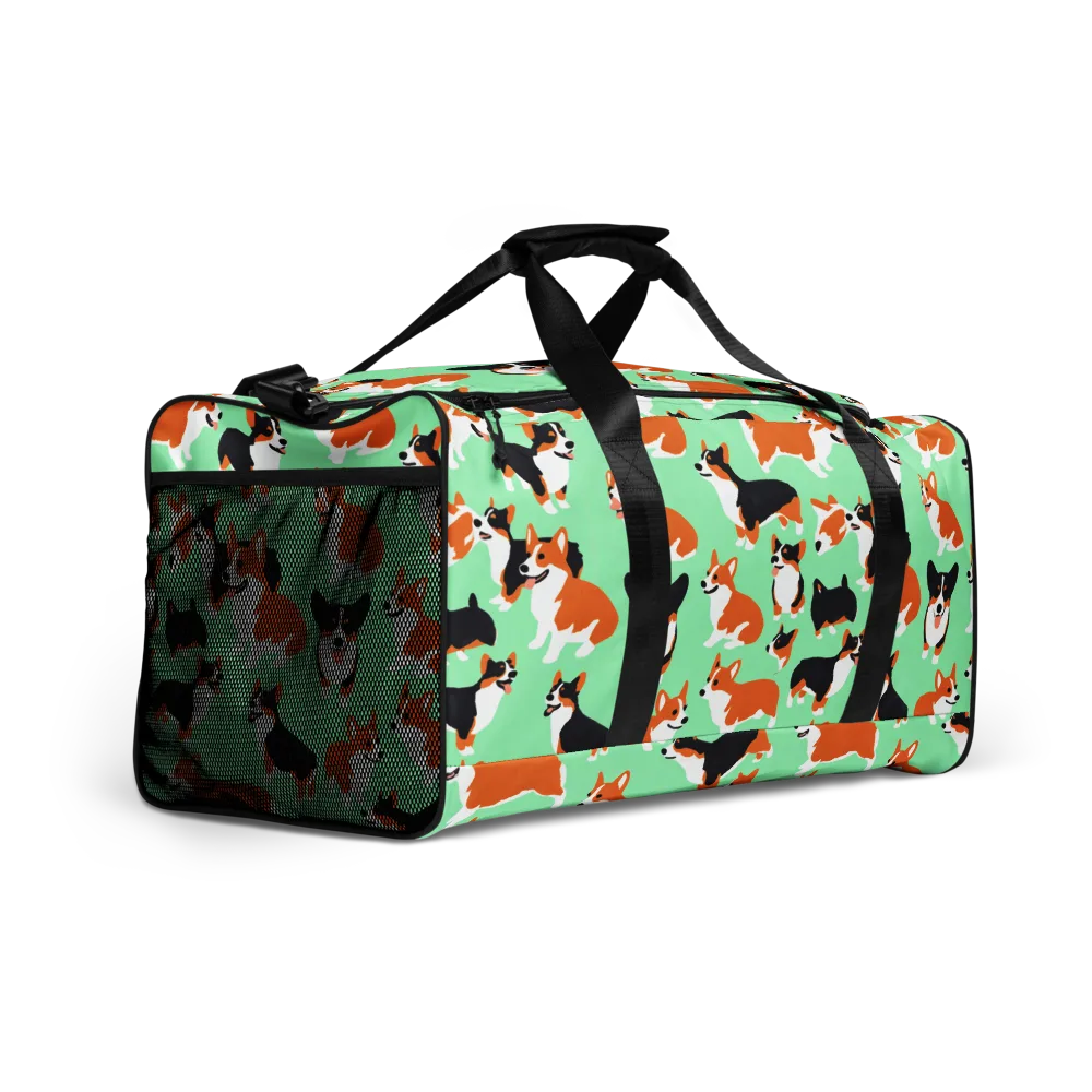 Minted Corgis on Duffle Bag — Right Front
