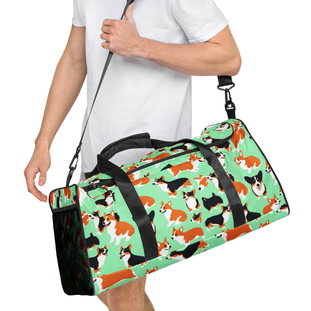 Minted Corgis on Duffle Bag — Right Front