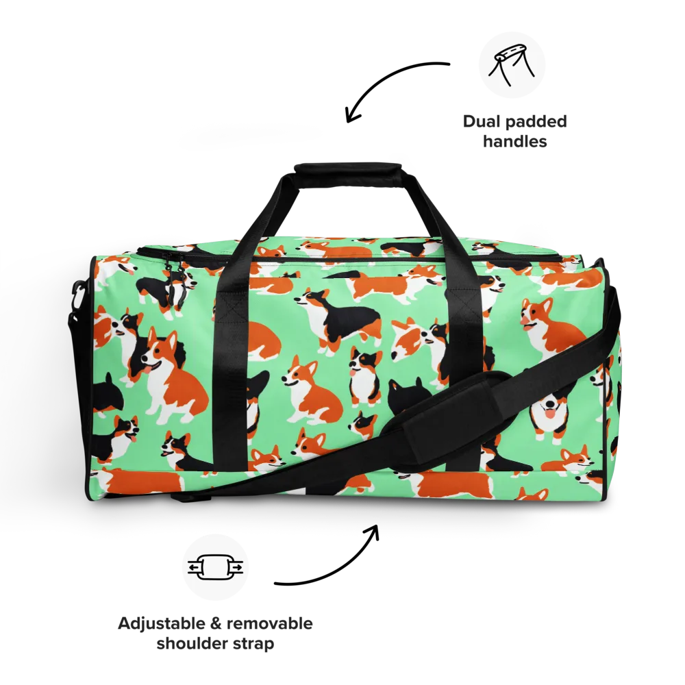 Minted Corgis on Duffle Bag — Front