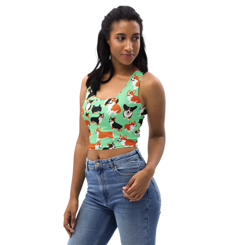 Minted Corgis on Crop Top — Left Front