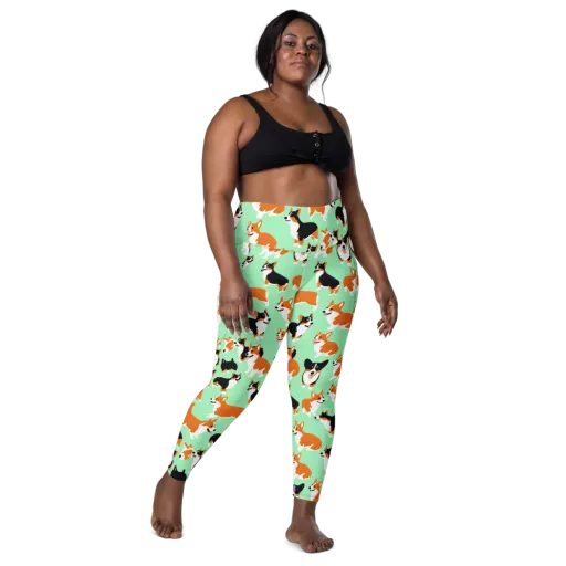 Minted Corgis on a Leggings with Pockets
