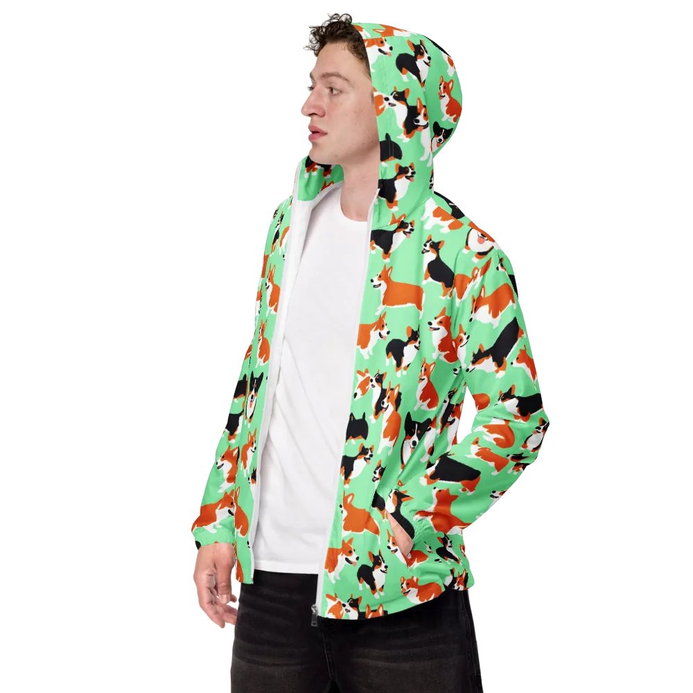 Minted Corgis on Men's Windbreaker — Left Front