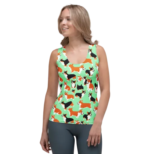 Minted Corgis on a Women's Tank Top