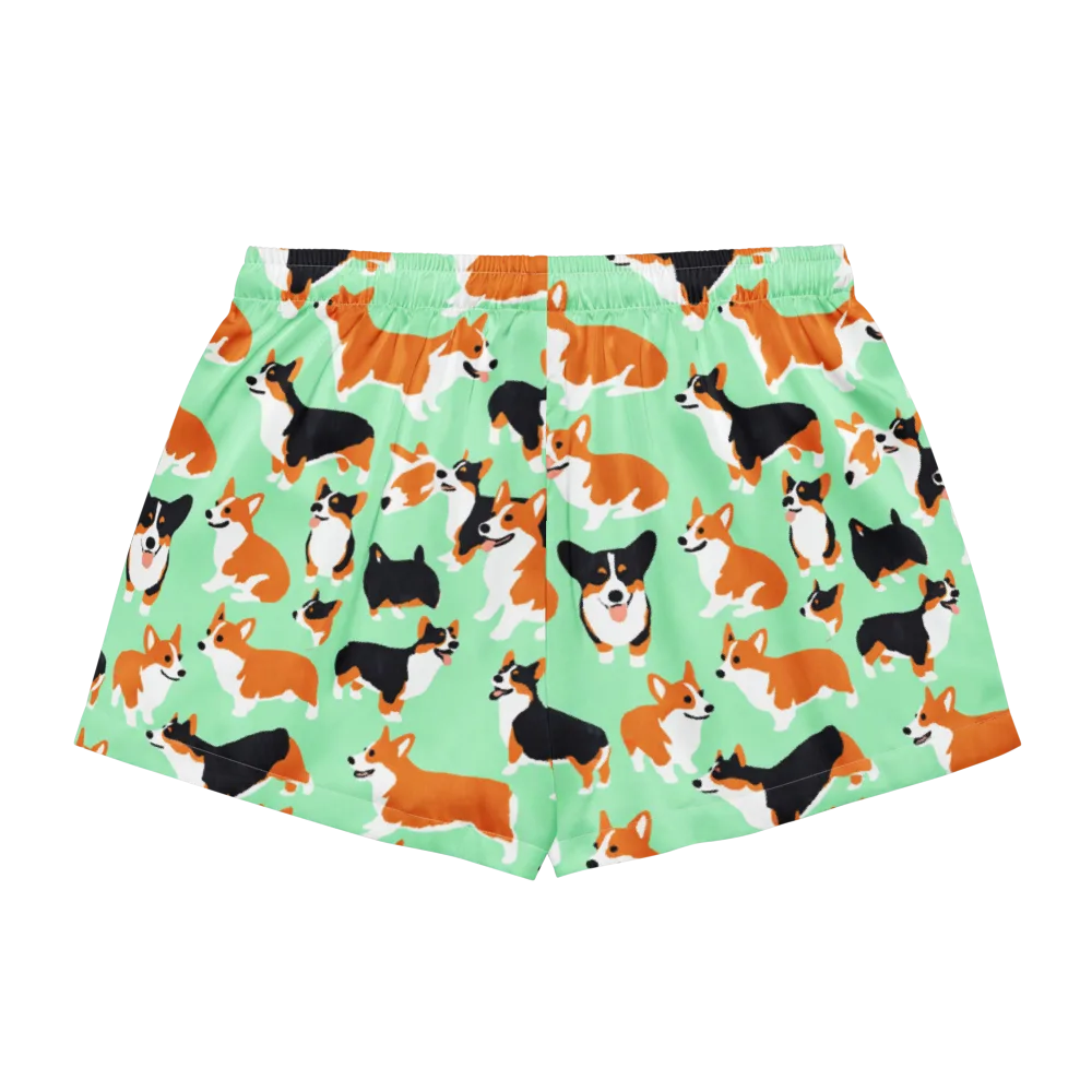 Minted Corgis on Women's Pajama Shorts — Back