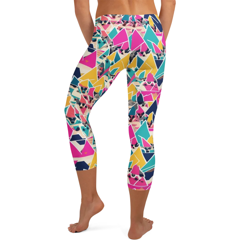 Kaleido Canines on Capri Leggings — Back
