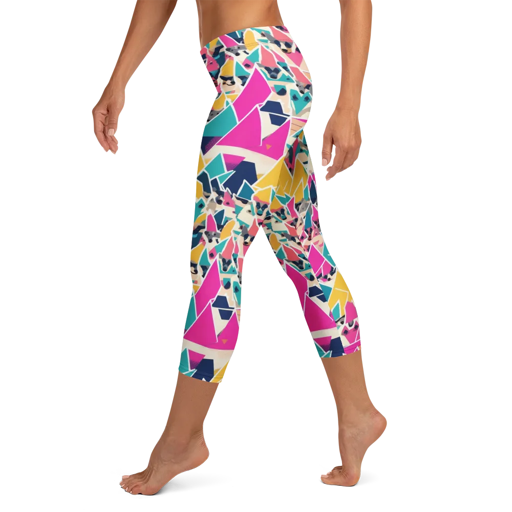 Kaleido Canines on Capri Leggings — Left