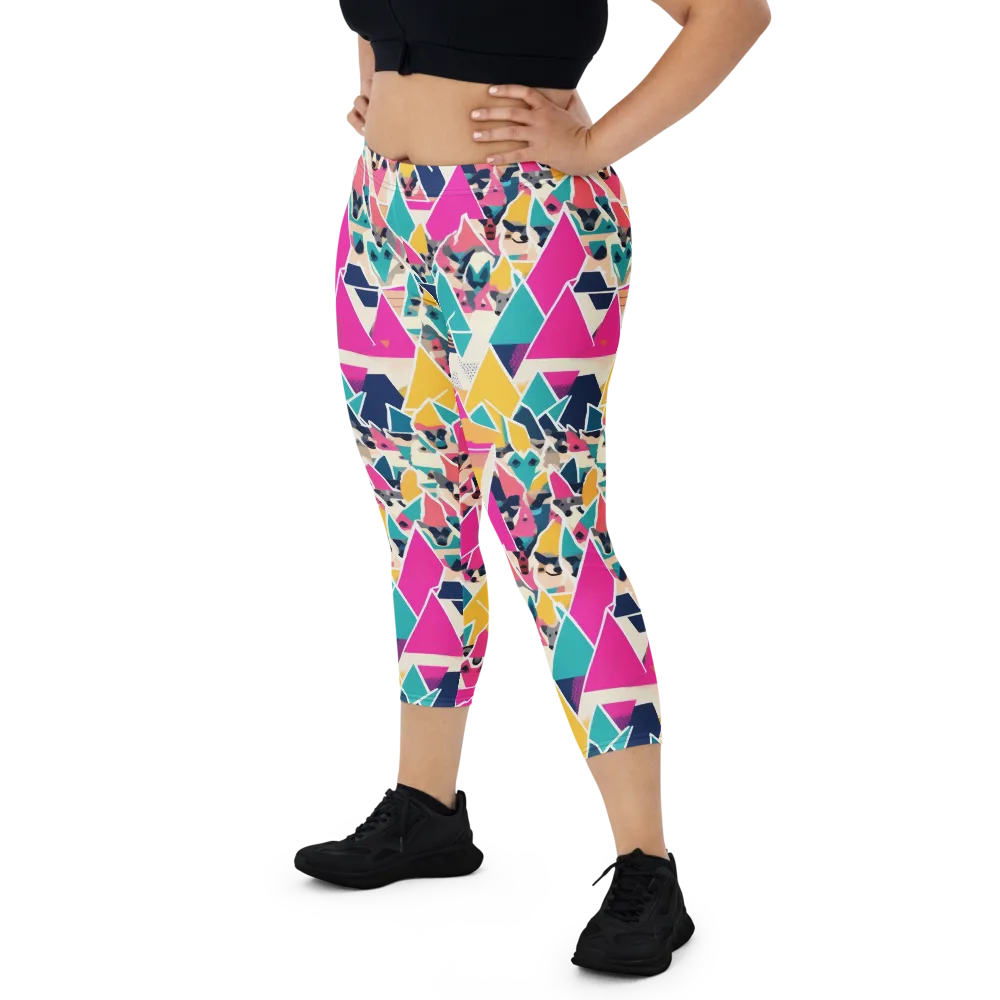 Kaleido Canines on Capri Leggings — Front