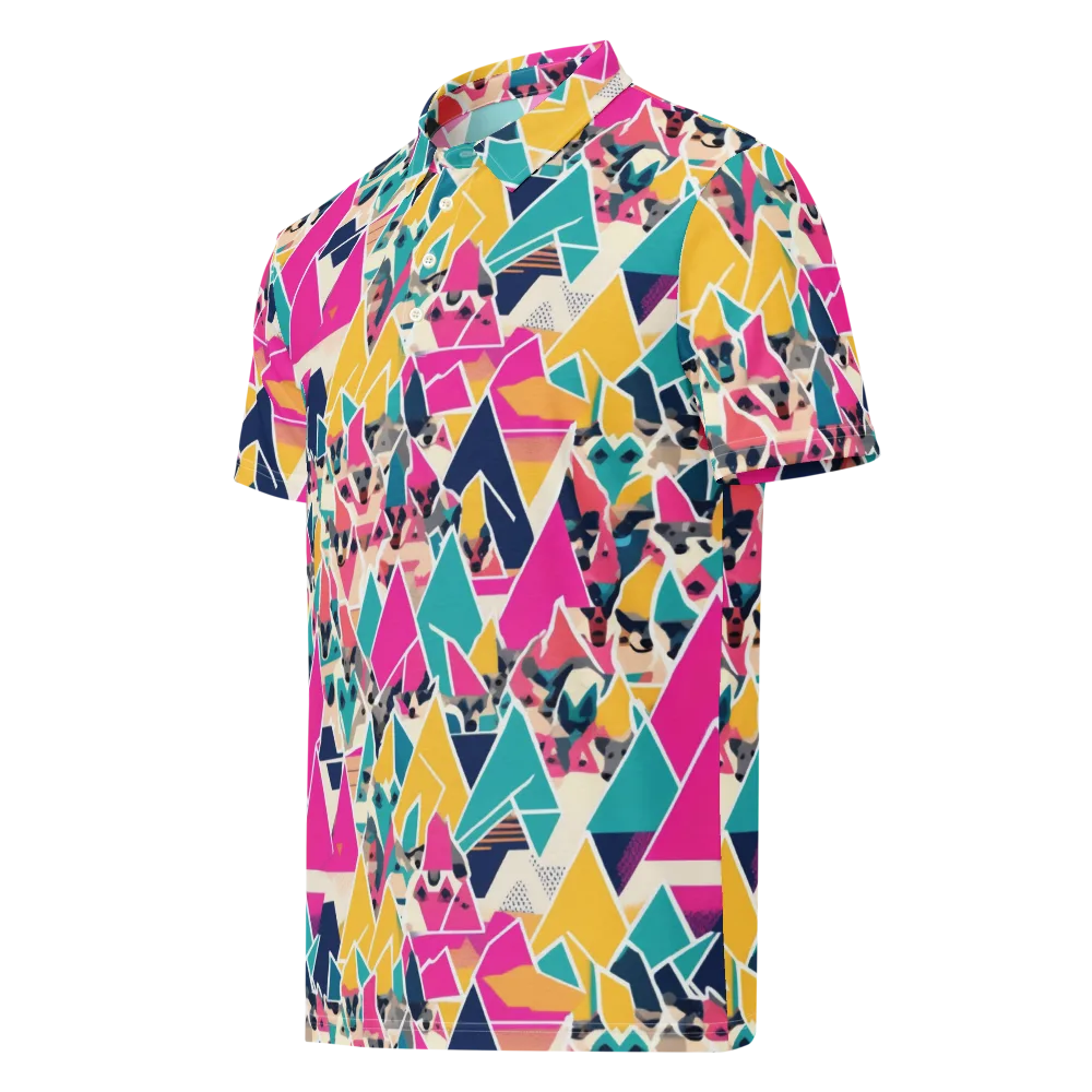 Kaleido Canines on Men's Slim Fit Polo Shirt — Left Front