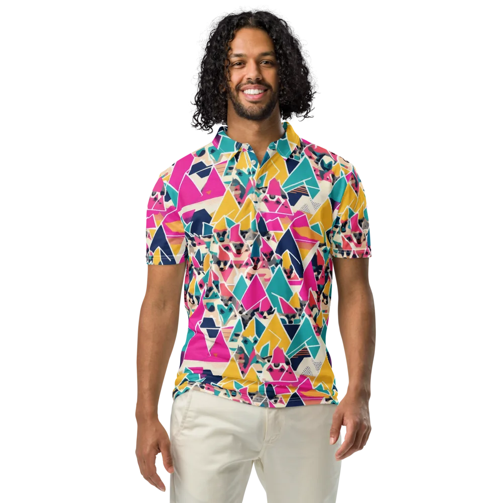 Kaleido Canines on Men's Slim Fit Polo Shirt — Front