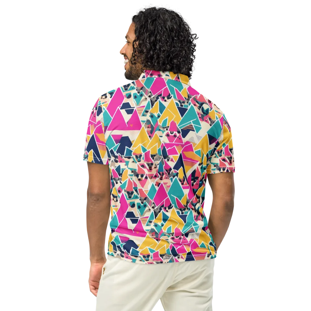 Kaleido Canines on Men's Slim Fit Polo Shirt — Back