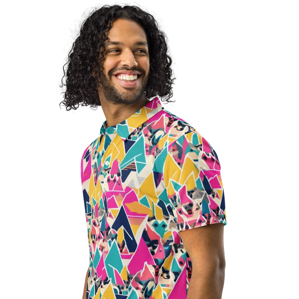 Kaleido Canines on Men's Slim Fit Polo Shirt — Left Front