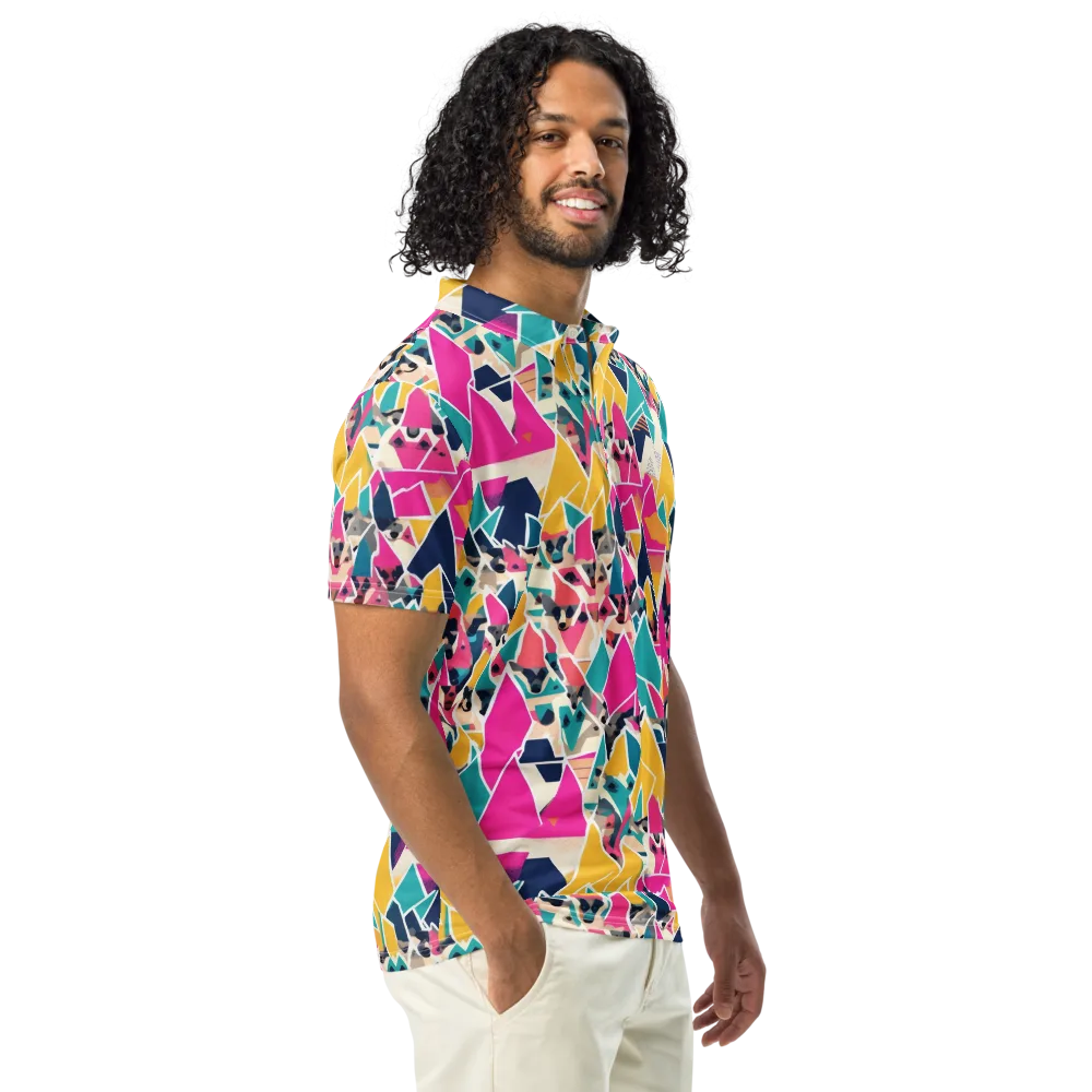 Kaleido Canines on Men's Slim Fit Polo Shirt — Right Front