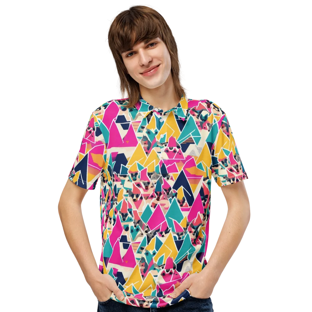 Kaleido Canines on Men's Slim Fit Polo Shirt — Front