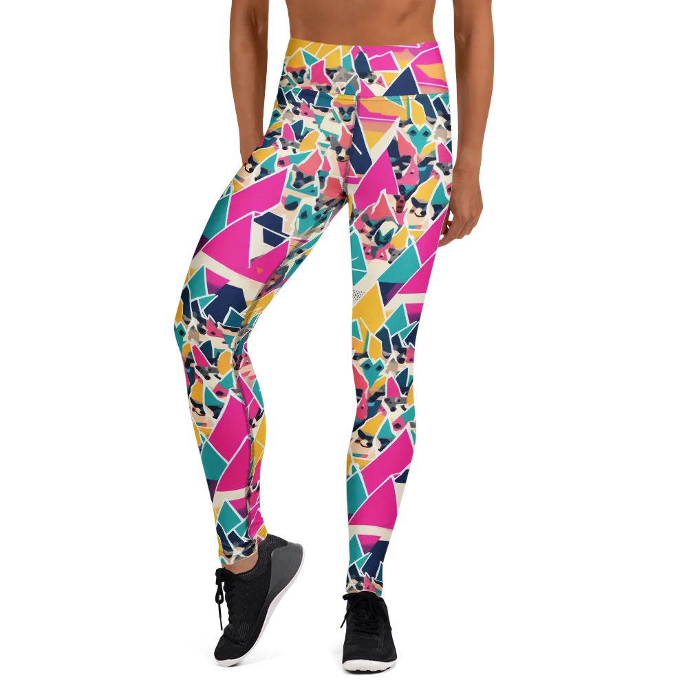 Kaleido Canines on Yoga Leggings — Front