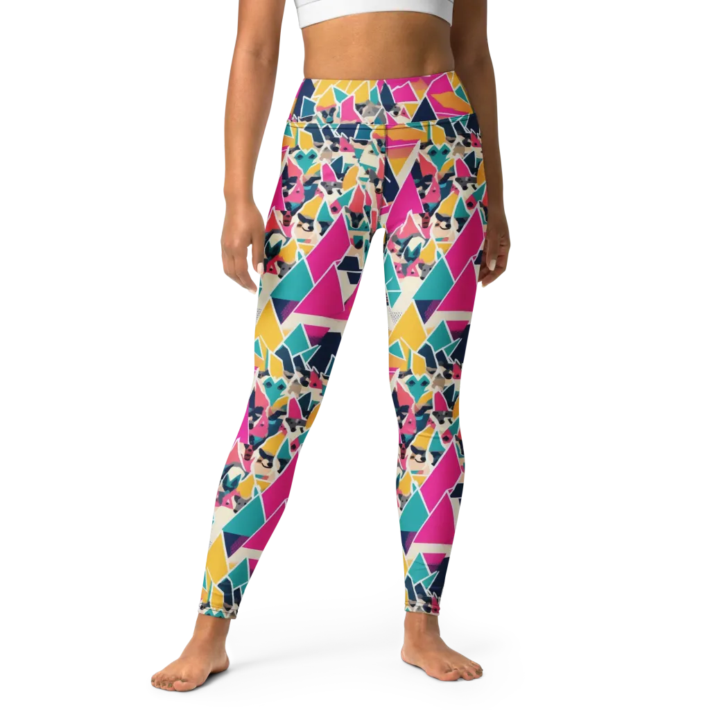 Kaleido Canines on Yoga Leggings — Front