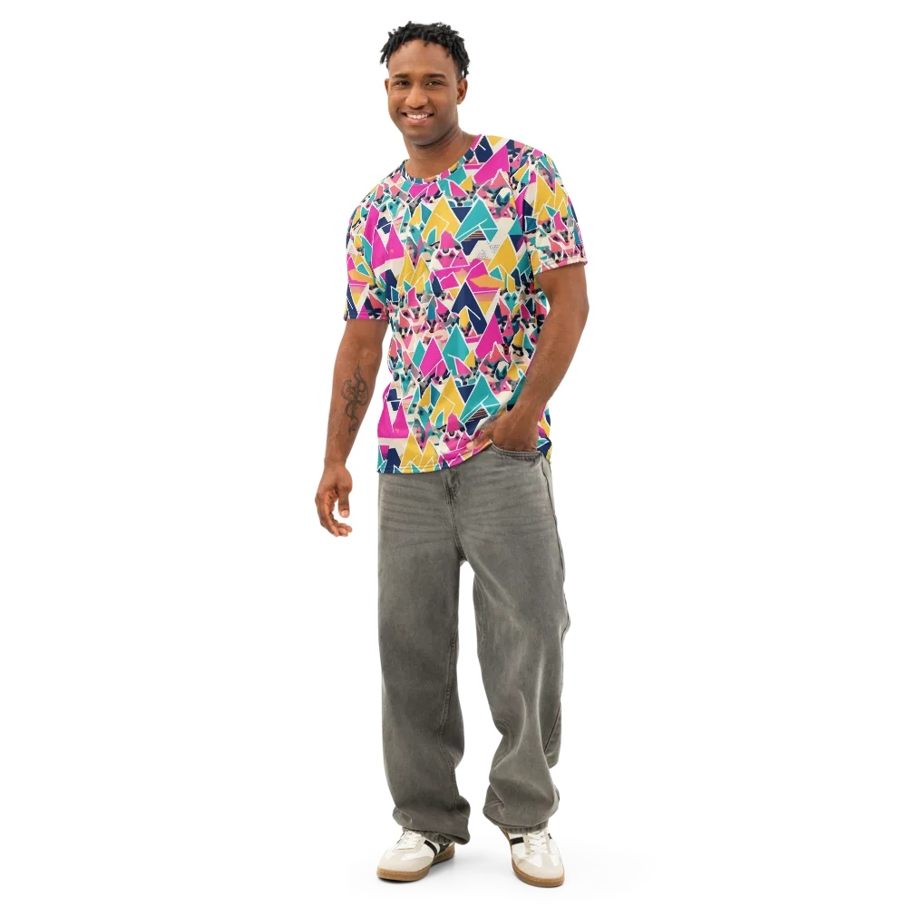 Kaleido Canines on Men's Cotton Crew Neck T-Shirt — Front