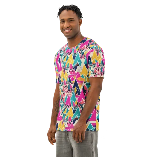 Kaleido Canines on a Men's Cotton Crew Neck T-Shirt