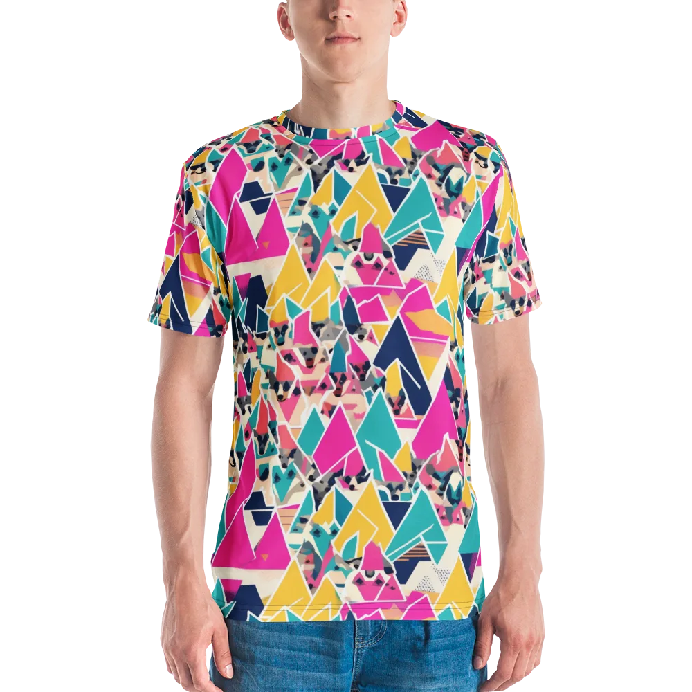 Kaleido Canines on Men's Crew Neck T-Shirt — Front