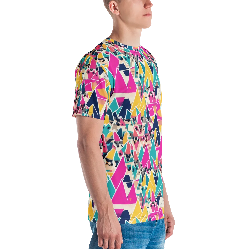 Kaleido Canines on Men's Crew Neck T-Shirt — Right