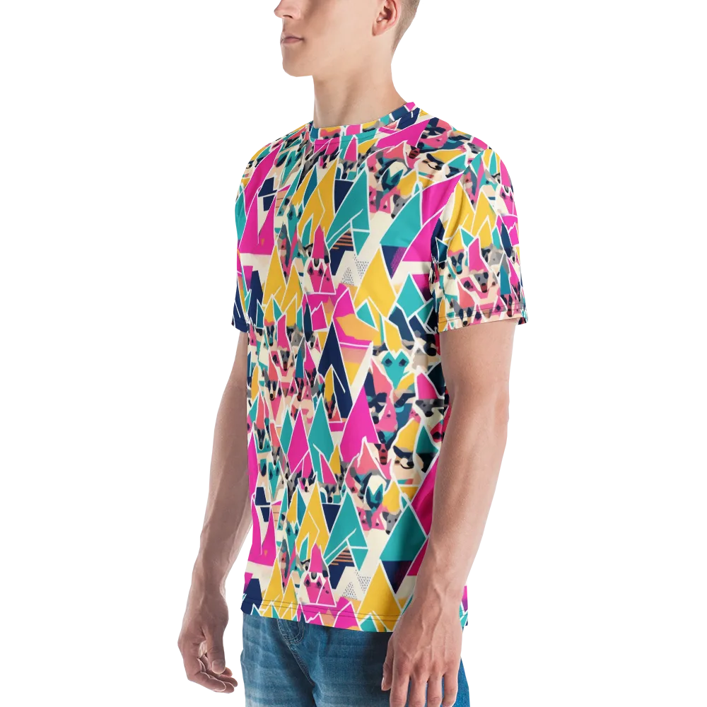 Kaleido Canines on Men's Crew Neck T-Shirt — Left