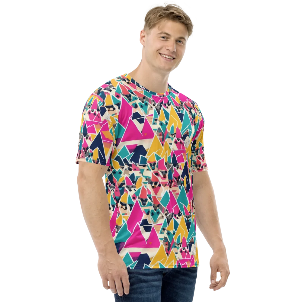 Kaleido Canines on Men's Crew Neck T-Shirt — Right
