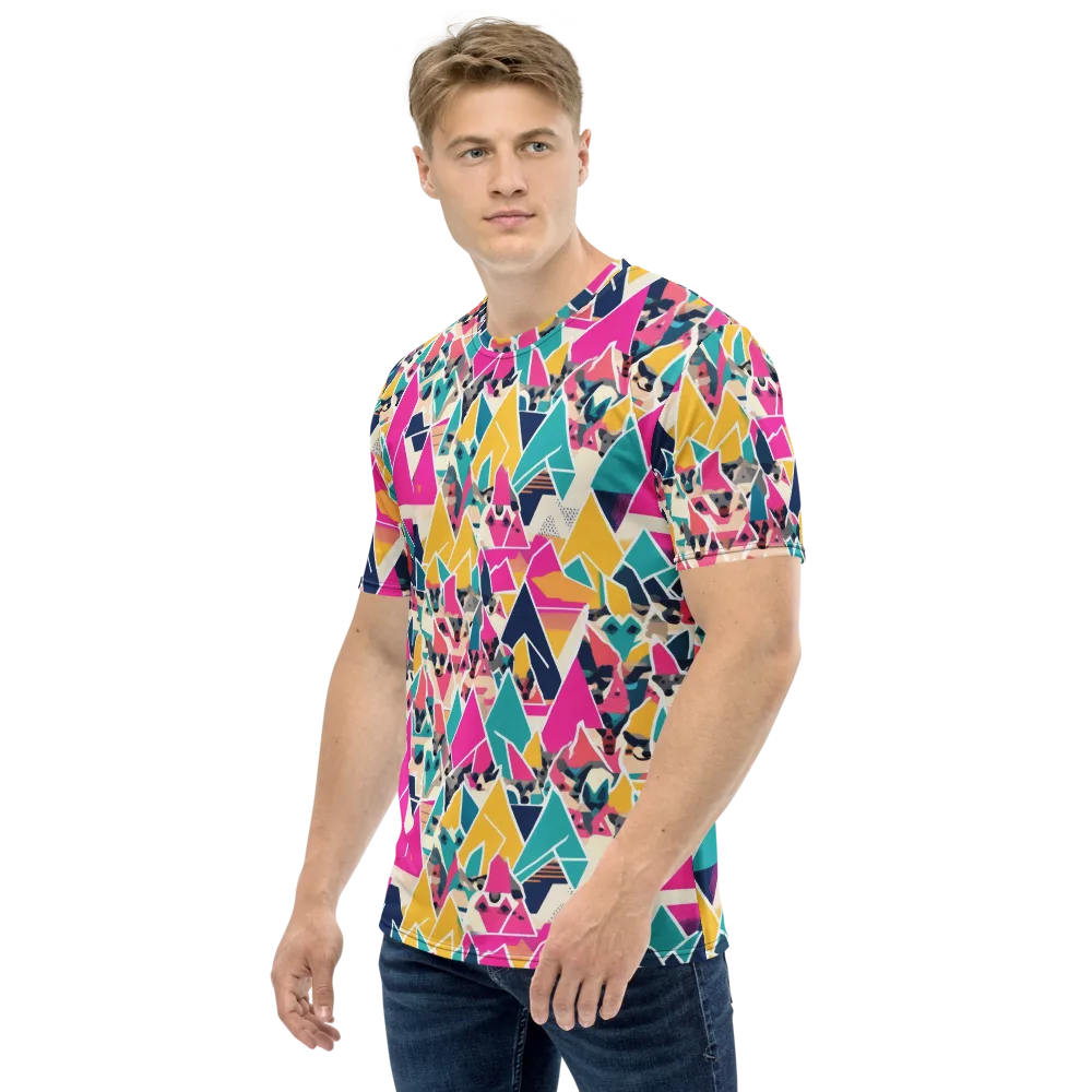 Kaleido Canines on Men's Crew Neck T-Shirt — Left