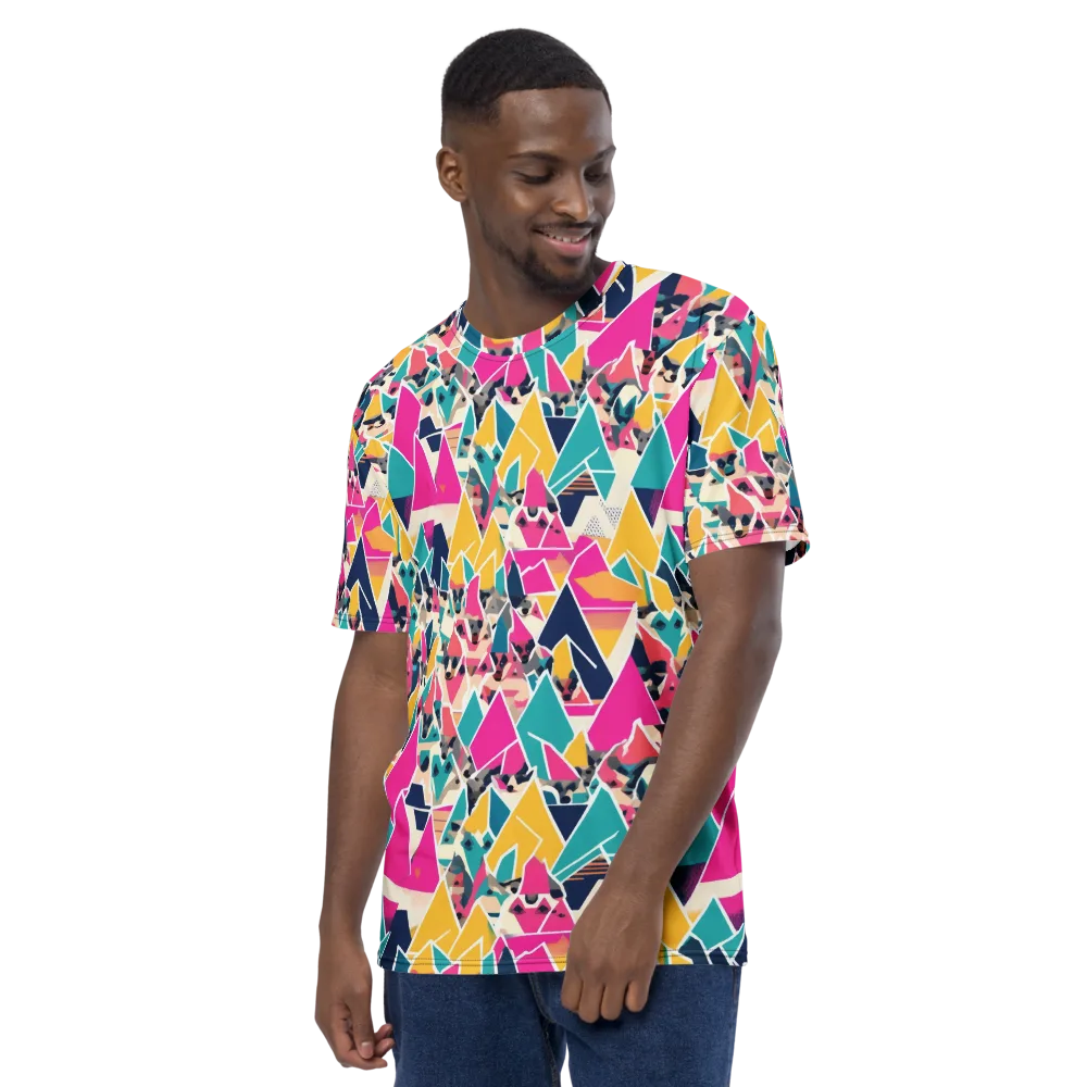 Kaleido Canines on Men's Crew Neck T-Shirt — Left