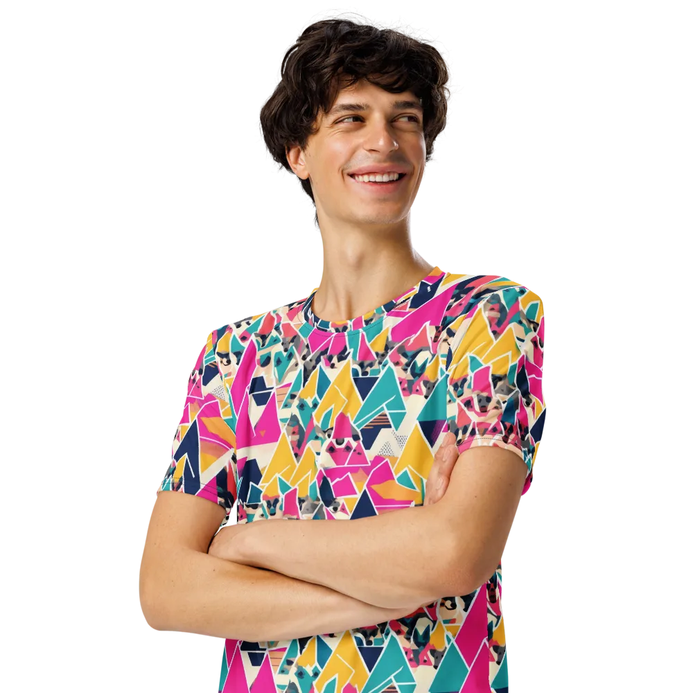Kaleido Canines on Men's Crew Neck T-Shirt — Left Front