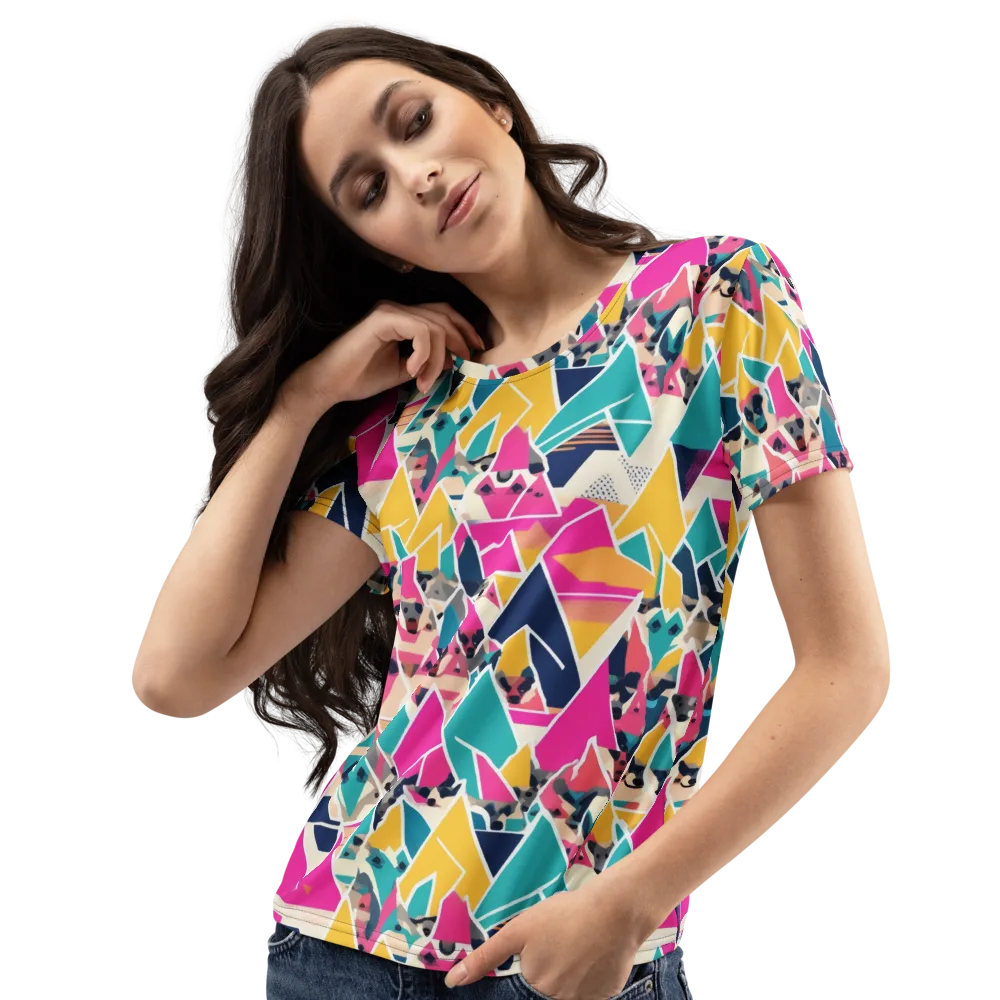 Kaleido Canines on Women's Crew Neck T-Shirt — Left Front