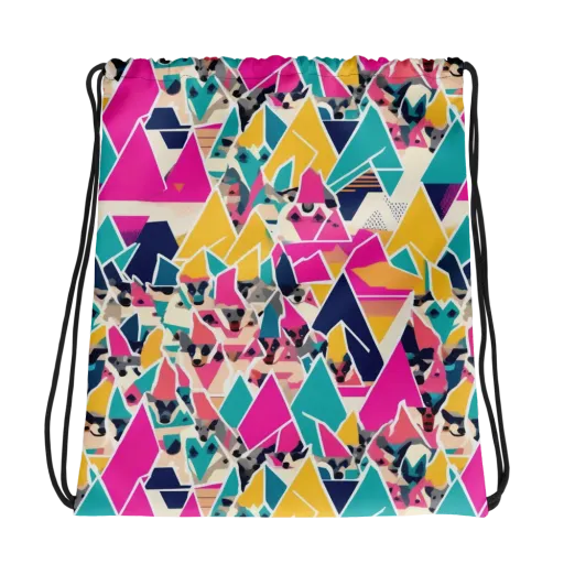 Kaleido Canines on a Drawstring Bag