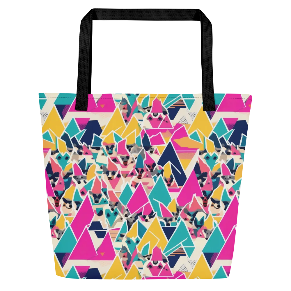 Kaleido Canines on Large Tote Bag W/ Pocket — Front