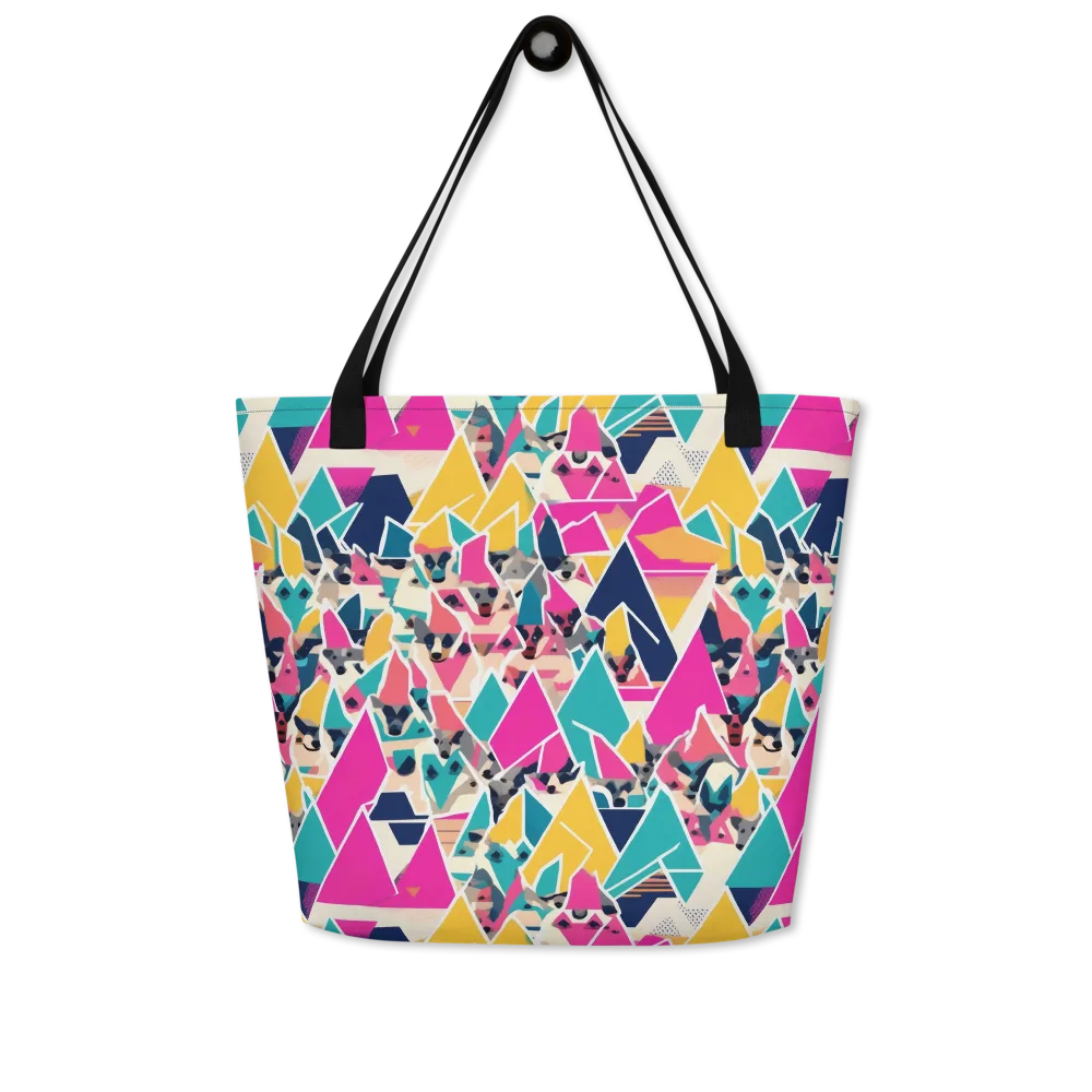 Kaleido Canines on Large Tote Bag W/ Pocket — Front