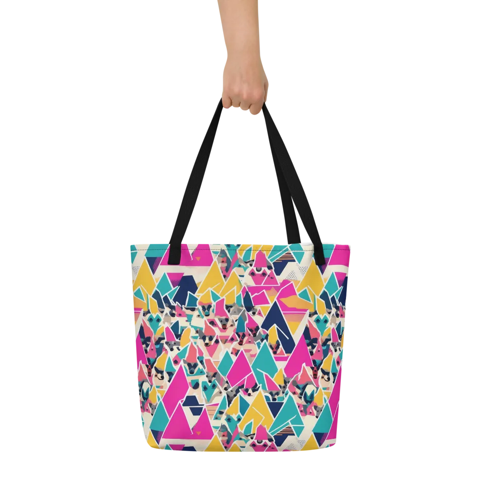 Kaleido Canines on Large Tote Bag W/ Pocket — Front