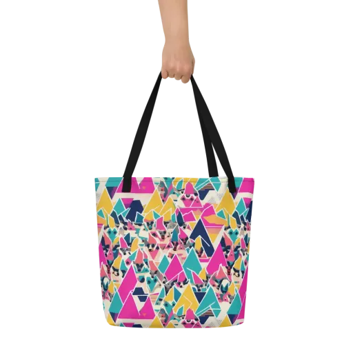 Kaleido Canines on a Large Tote Bag W/ Pocket
