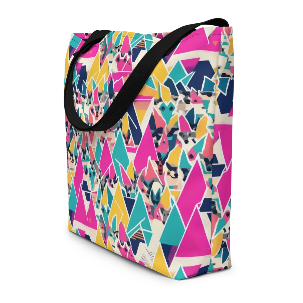 Kaleido Canines on Large Tote Bag W/ Pocket — Front