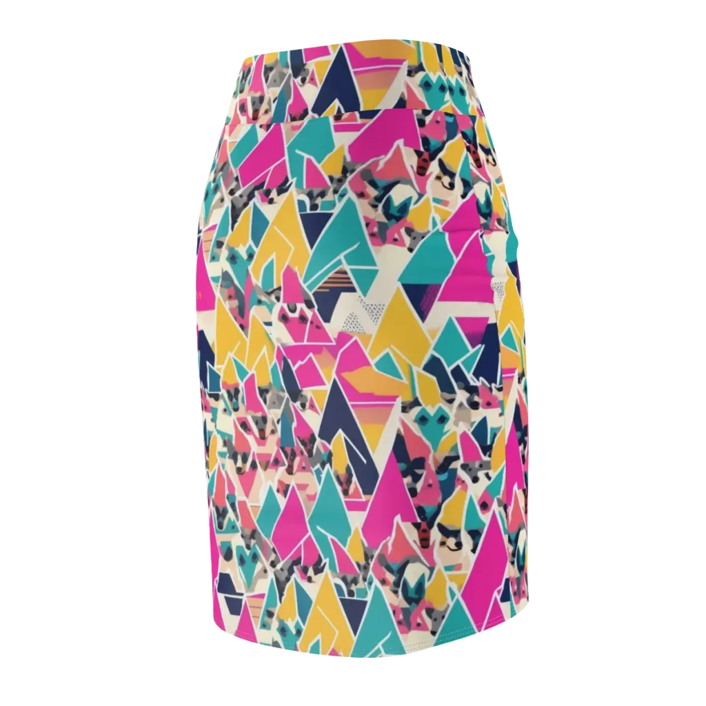 Kaleido Canines on Pencil Skirt — Back Side