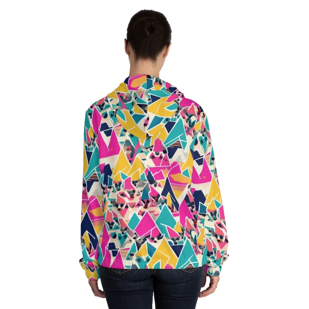 Kaleido Canines on Women's Full-Zip Hoodie — Back On Person