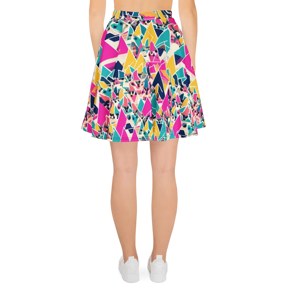Kaleido Canines on Skater Skirt — Back