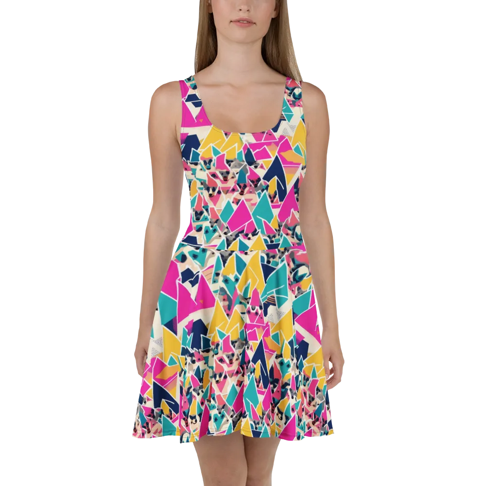 Kaleido Canines on Skater Dress — Front