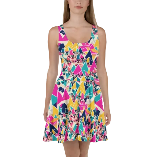 Kaleido Canines on a Skater Dress